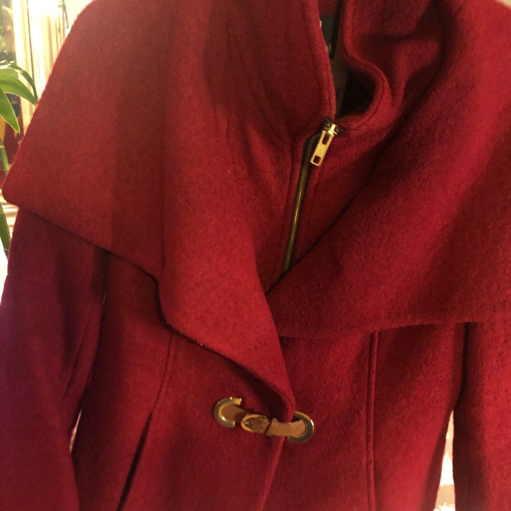 Soia & Kyo red wrap zip coat.